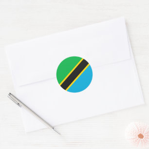 Pegatina Redonda Bandera de Tanzania