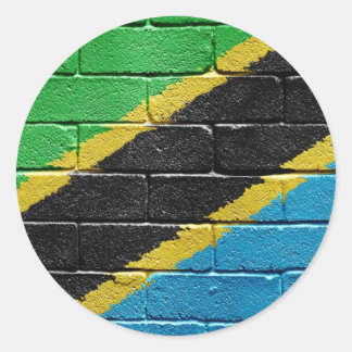 Pegatina Redonda Bandera de Tanzania