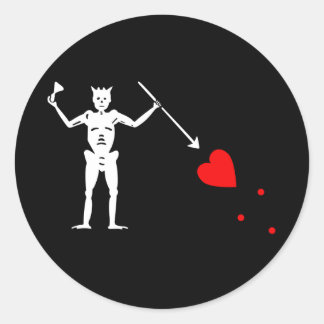 Pegatina Redonda Bandera de Teach Edward de la barba negra