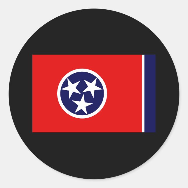PEGATINA REDONDA BANDERA DE TENNESSEE (Anverso)
