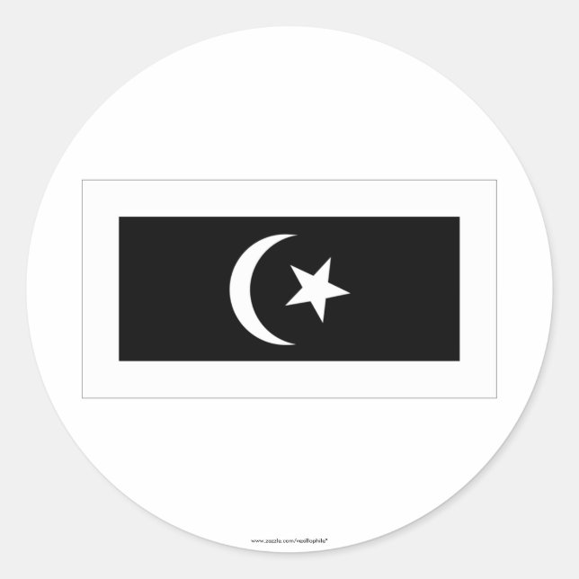 Pegatina Redonda Bandera de Terengganu (Anverso)