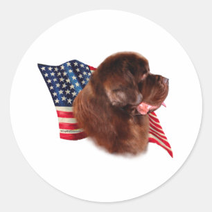 Pegatina Redonda Bandera de Terranova (marrón)