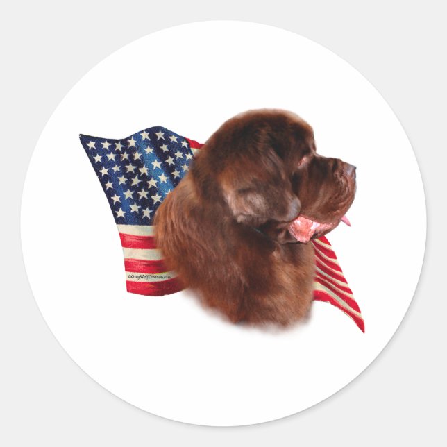 Pegatina Redonda Bandera de Terranova (marrón) (Anverso)