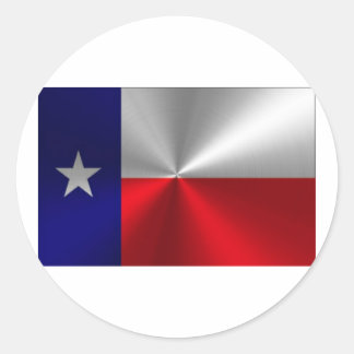 Pegatina Redonda Bandera de Texas cepillada Metalizado