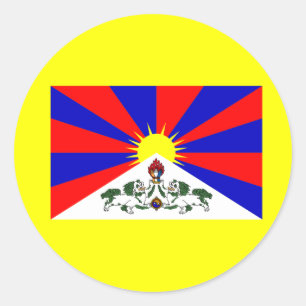 Pegatina Redonda Bandera de Tíbet