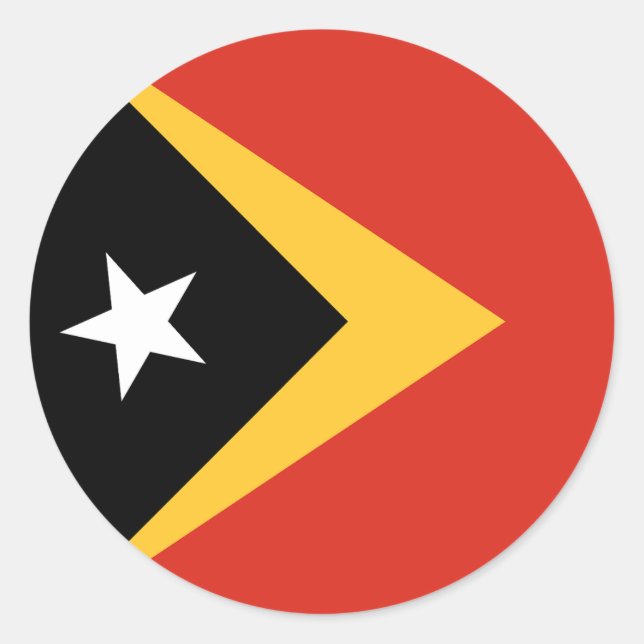 Pegatina Redonda Bandera de Timor Oriental (Anverso)