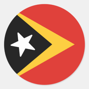 Pegatina Redonda Bandera de Timor Oriental