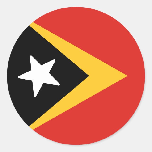 Pegatina Redonda Bandera de Timor Oriental (Anverso)