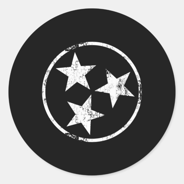 Pegatina Redonda Bandera De Tn Tri Star Dolor Estado De Tennessee B (Anverso)