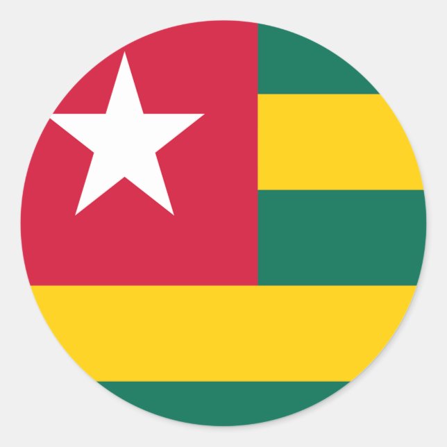 Pegatina Redonda Bandera de Togo (Anverso)
