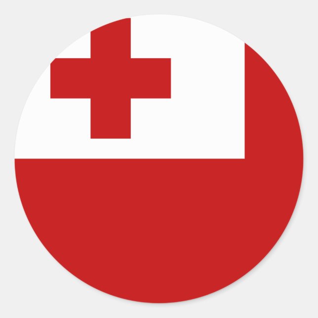 Pegatina Redonda Bandera de Tonga (Anverso)