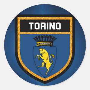 Pegatina Redonda Bandera de Torino