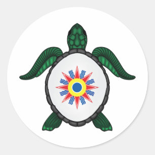 Pegatina Redonda Bandera de tortuga marina de Chaldea