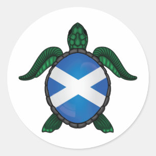 Pegatina Redonda Bandera de tortuga marina de Escocia