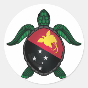 Pegatina Redonda Bandera de tortugas de Guinea nueva