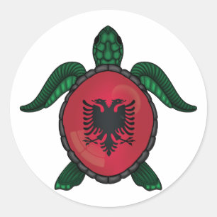 Pegatina Redonda Bandera de tortugas marinas de Albania