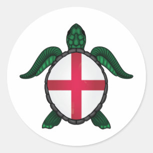 Pegatina Redonda Bandera de tortugas marinas de Inglaterra