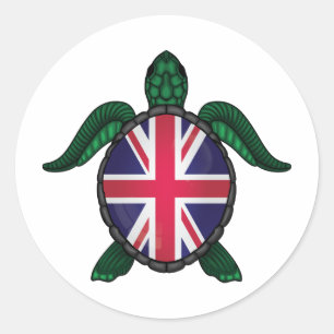 Pegatina Redonda Bandera de tortugas marinas del Reino Unido