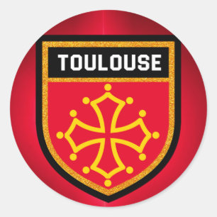 Pegatina Redonda Bandera de Toulouse