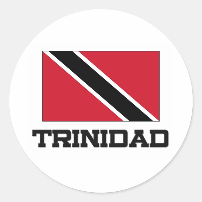 Pegatina Redonda Bandera de Trinidad (Anverso)