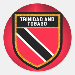 Pegatina Redonda Bandera De Trinidad Y Tobago