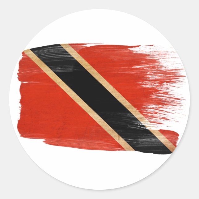 Pegatina Redonda Bandera de Trinidad y Tobago (Anverso)
