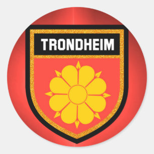 Pegatina Redonda Bandera de Trondheim