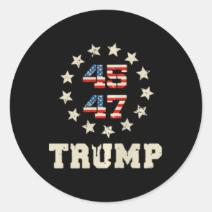 Pegatina Redonda Bandera de Trump 2024 (de espaldas) para recuperar