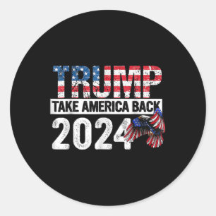 Pegatina Redonda Bandera De Trump 2024 Recupera A Estados Unidos El