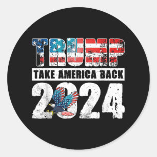 Pegatina Redonda Bandera De Trump 2024 Recupera A Estados Unidos El