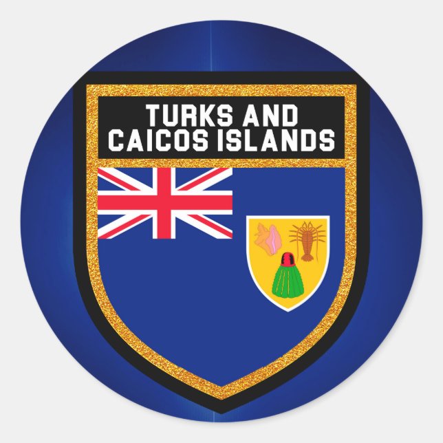 Pegatina Redonda Bandera De Turcas Y Caicos (Anverso)