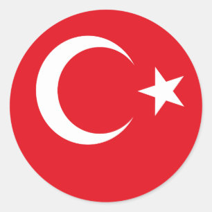 Pegatina Redonda Bandera de Turquía