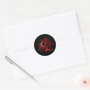 Pegatina Redonda Bandera de Turquía