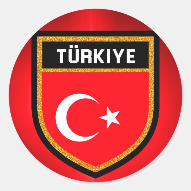 Pegatina Redonda Bandera de Turquía (Anverso)