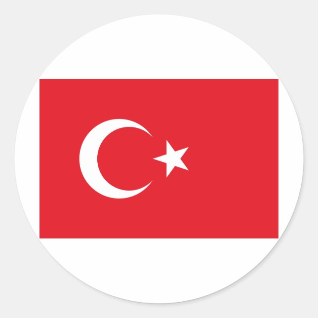Pegatina Redonda Bandera de Turquía (Anverso)
