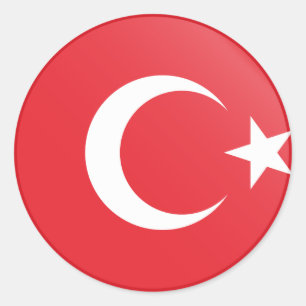 Pegatina Redonda Bandera de Turquía (turca)