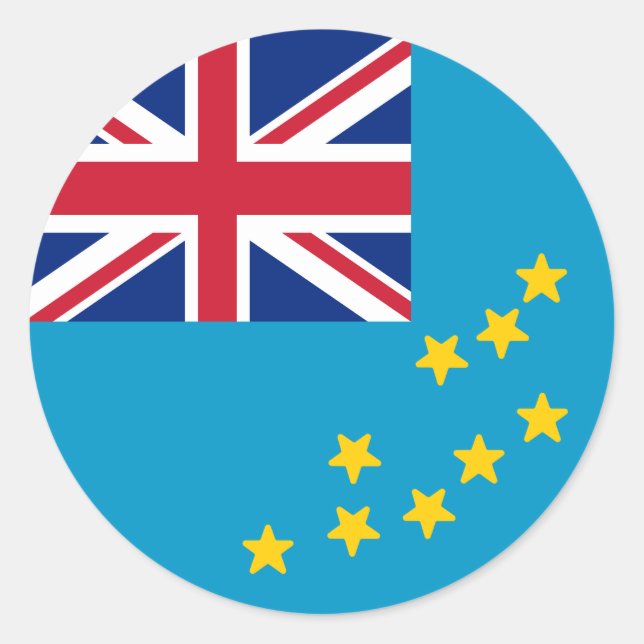 Pegatina Redonda Bandera de Tuvalu (Anverso)