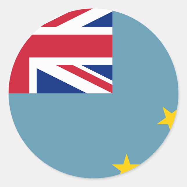 Pegatina Redonda Bandera de Tuvalu (Tuvaluan) (Anverso)