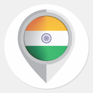 Pegatina Redonda Bandera de ubicación de anclaje de India