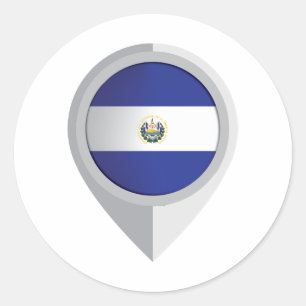 Pegatina Redonda Bandera de ubicación de la barniz de El Salvador