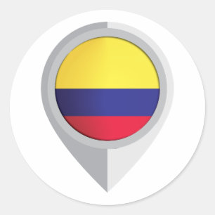 Pegatina Redonda Bandera de ubicación de pinzas de Colombia
