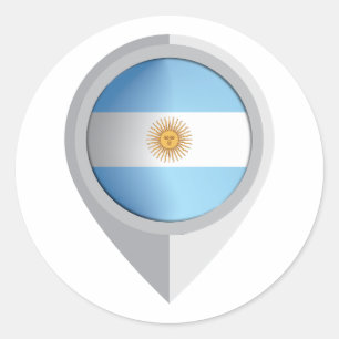 Pegatina Redonda Bandera de ubicación del pin argentino
