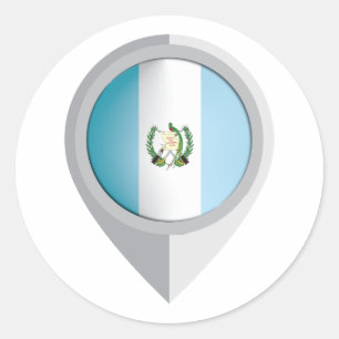 Pegatina Redonda Bandera de ubicación del pin de Guatemala