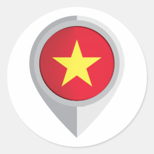 Pegatina Redonda Bandera de ubicación del pin de Vietnam