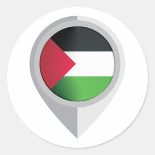 Pegatina Redonda Bandera de ubicación del pin palestino