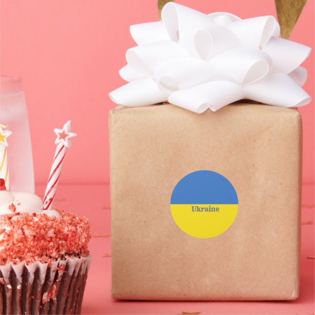 Pegatina Redonda Bandera de Ucrania (Fiesta)