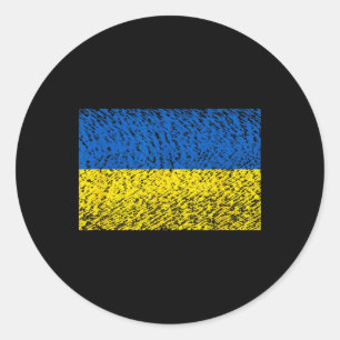 Pegatina Redonda Bandera de Ucrania angustiado Azul Amarillo Patrió