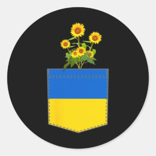 Pegatina Redonda Bandera de Ucrania Bandera Nacional Kiev Ucraniano