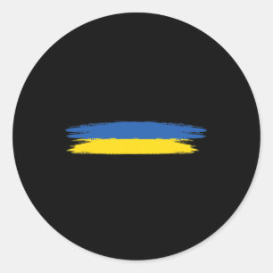 Pegatina Redonda Bandera de Ucrania con colores azul y amarillo Sin