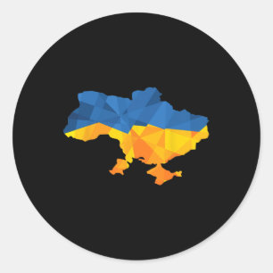 Pegatina Redonda Bandera de Ucrania Emblema Mapa Patriota Para Homb